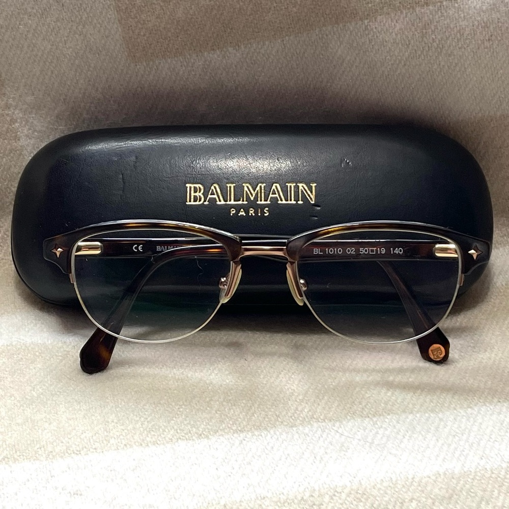 Balmain Paris Women’s Eyeglasses Made in France Oval Tortoise Half-Rim B…